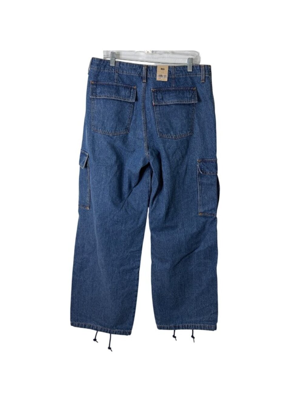 Levis Womens 31x30 Jeans 94 Baggy Cargo Blue Utility Denim Adjustable-Hem NEW - Picture 2 of 10